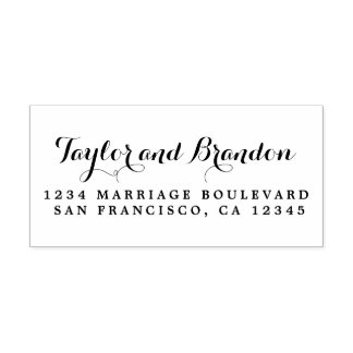 Chic Calligraphy Namn Bröllop Returadress Självfärgande Stämpel