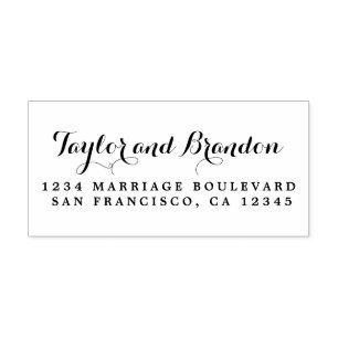 Chic Calligraphy Namn Bröllop Returadress Stämpel