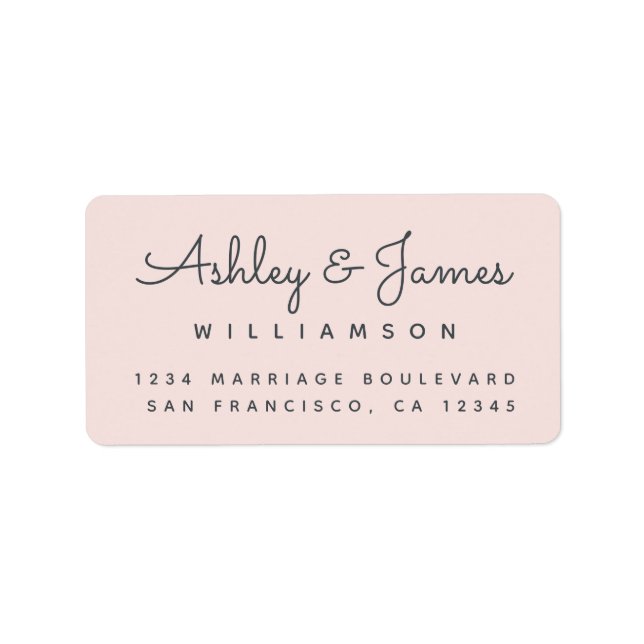 Chic Calligraphy Namn Pastel Rosa Returadress Adressetikett (Framsidan)