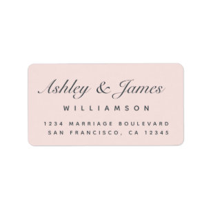 Chic Calligraphy Namn Pastel Rosa Returadress Adressetikett