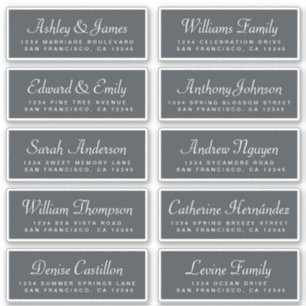 Chic Calligraphy Off-Black Guest-Adressetiketter Klistermärken