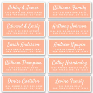 Chic Calligraphy Orange Guest-Adressetiketter Klistermärken