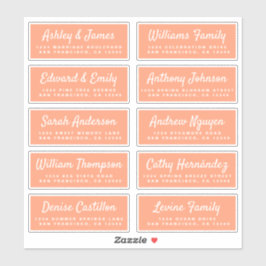 Chic Calligraphy Orange Guest-Adressetiketter Klistermärken