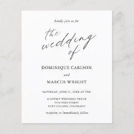 Chic Calligraphy Photo Budget Wedding-inbjudan
