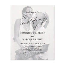 Chic Calligraphy Photo Budget Wedding-inbjudan
