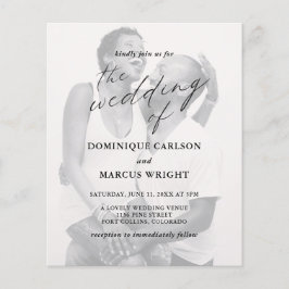 Chic Calligraphy Photo Budget Wedding-inbjudan