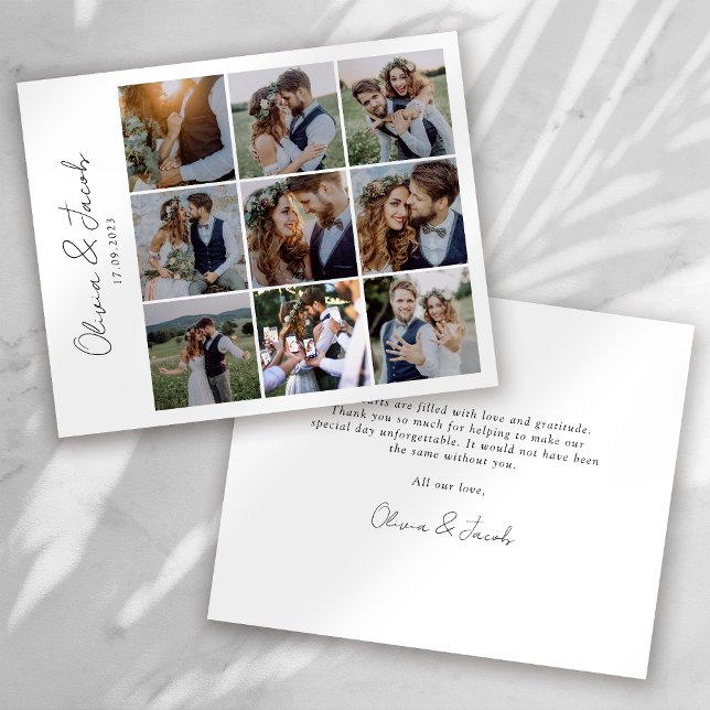 Chic Calligraphy Photo Collage Bröllop Tack Flygblad (Skapare uppladdad)