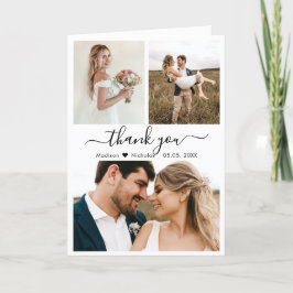 Chic Calligraphy Photo Collage Bröllop Tack Kort