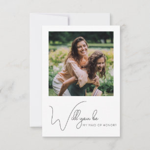 Chic Calligraphy Photo Maid of honor Frieri kort