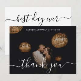 Chic Calligraphy Photo Overlay Bröllop Tack Kort