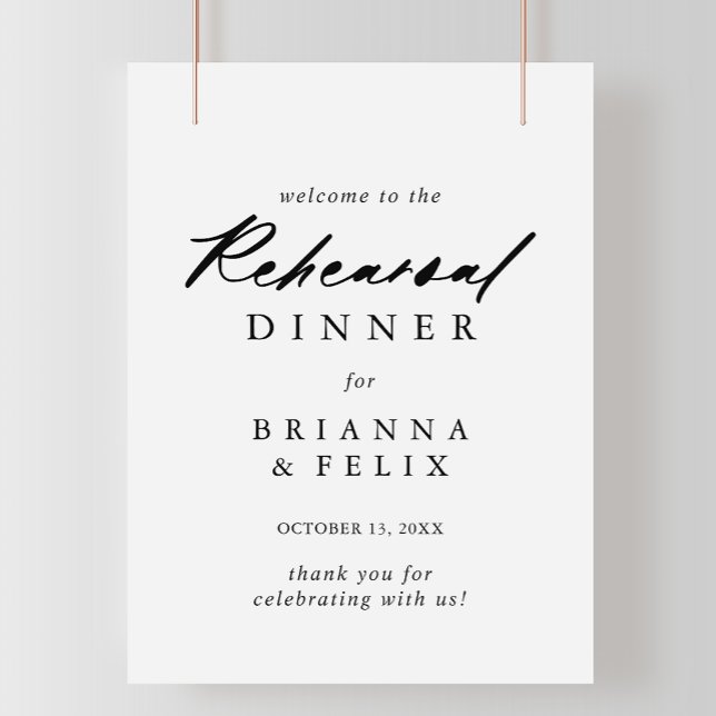 Chic Calligraphy Rehearsal Dinner Welcome Sign Poster (Skapare uppladdad)