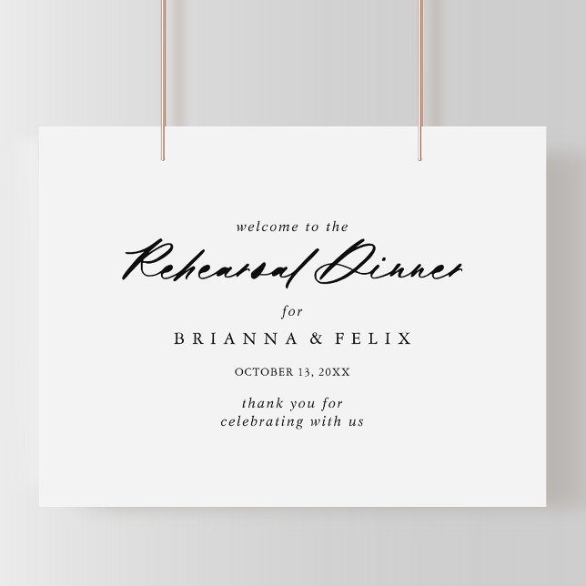 Chic Calligraphy Rehearsal Dinner Welcome Sign Poster (Skapare uppladdad)