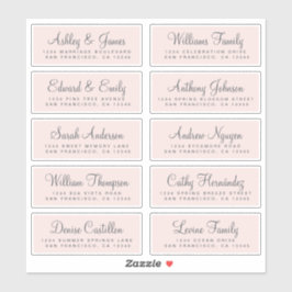 Chic Calligraphy Rosa Bröllop Guest Adressetikette Klistermärken