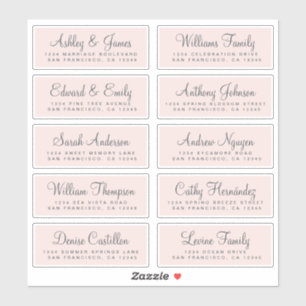 Chic Calligraphy Rosa Bröllop Guest Adressetikette Klistermärken