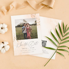 Chic Calligraphy  Rosa Watercolor Bröllop Spara Datumet
