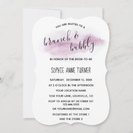 Chic Calligraphy Rosa Watercolor Brunch & Bubly Inbjudningar
