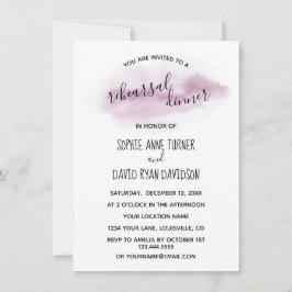 Chic Calligraphy Rosa Watercolor Rehearsal Middag Inbjudningar
