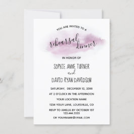 Chic Calligraphy Rosa Watercolor Rehearsal Middag Inbjudningar