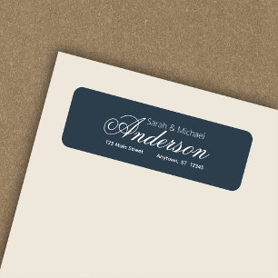 Chic Calligraphy Script Indigo Blue-Returadress Returadress Etikett