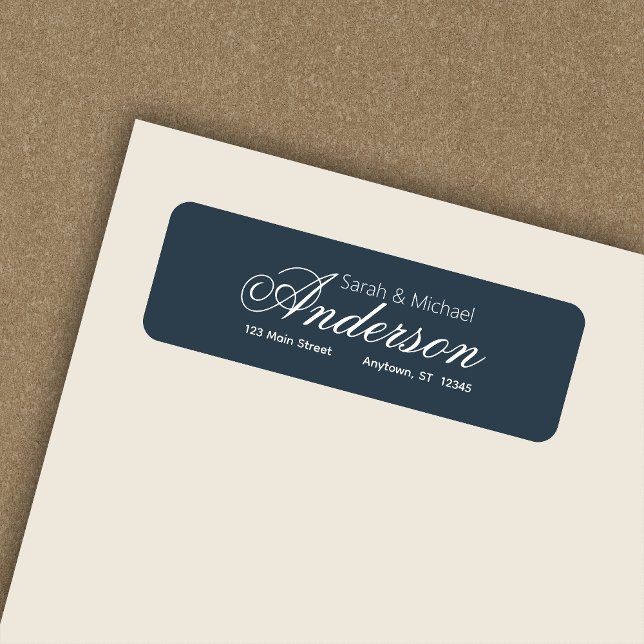 Chic Calligraphy Script Indigo Blue-Returadress Returadress Etikett (Skapare uppladdad)