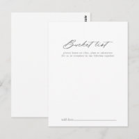 Chic Calligraphy Silver Bröllop Bucket List Cards