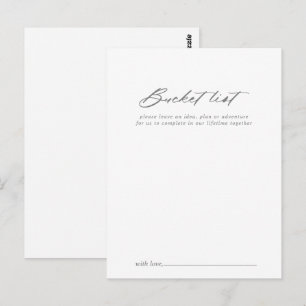Chic Calligraphy Silver Bröllop Bucket List Cards Vykort