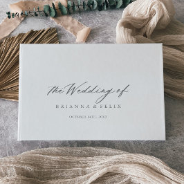 Chic Calligraphy Silver Bröllop Guest Bok