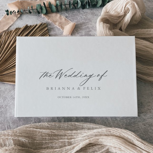 Chic Calligraphy Silver Bröllop Guest Bok (Skapare uppladdad)