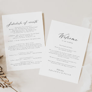Chic Calligraphy Silver Bröllop Välkommen Brev
