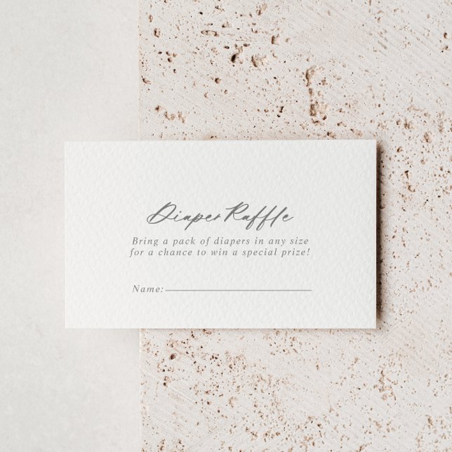 Chic Calligraphy Silver Diaper Raffle Biljett Tilläggskort (Skapare uppladdad)