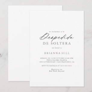 Chic Calligraphy Silver Spanska Möhippan Inbjudningar