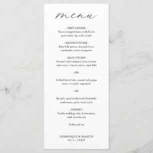 Chic Calligraphy Simple Elegant bröllop Meny