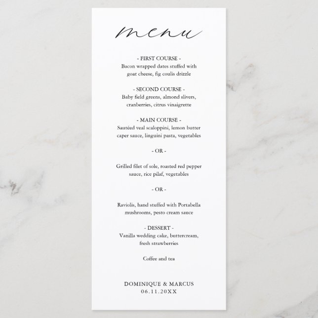 Chic Calligraphy Simple Elegant bröllop Meny (Framsida)