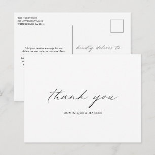 Chic Calligraphy Simple Elegant bröllop Tack Vykort