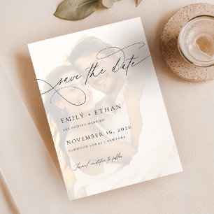 Chic Calligraphy-skript - överlägg av fotot Bröllo Spara Datumet