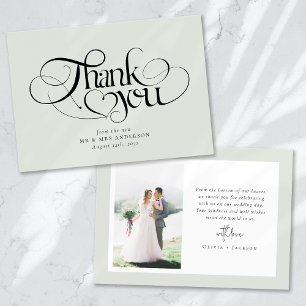 Chic Calligraphy-skript Photo Bröllop Tack Kort