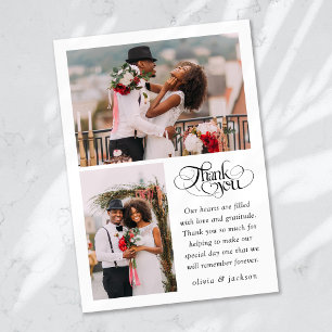 Chic Calligraphy-skript Photo Bröllop Tack Kort