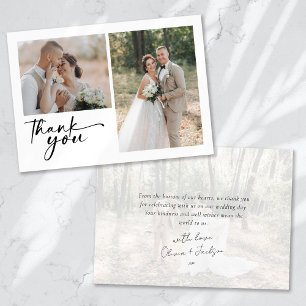Chic Calligraphy-skript Photo Bröllop Tack Kort