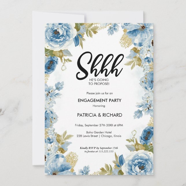 Chic Calligraphy Surprise Engagement Party Inbjudningar (Framsida)