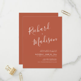 Chic Calligraphy Terracotta Photo Virtuellare Bröl Inbjudan Vykort