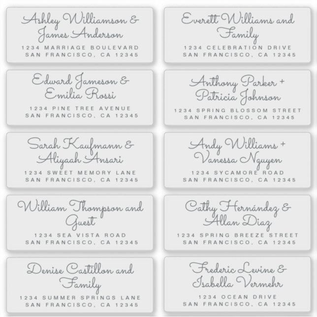 Chic Calligraphy Transparent Guest-Adressetiketter Klistermärken (Framsida)