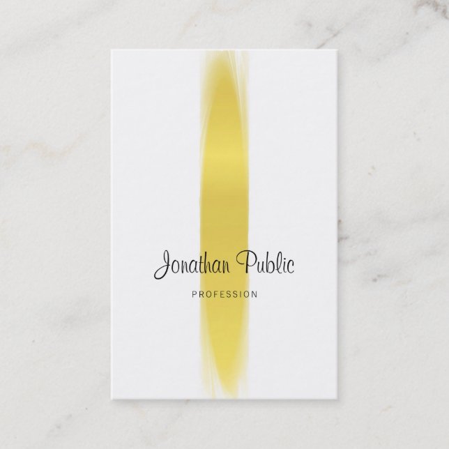 Chic Calligraphy Trendig Guld Plain Luxury Visitkort (Framsida)