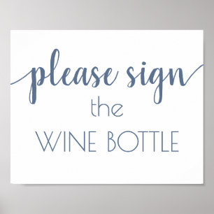 Chic Calligraphy Undertecknande av Dusty Blue Vi Poster
