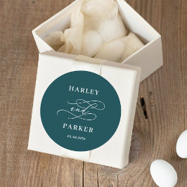 Chic Calligraphy Wedding Favor Stickers Runt Klistermärke