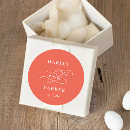 Chic Calligraphy Wedding Favor Stickers Runt Klistermärke