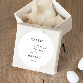 Chic Calligraphy Wedding Favor Stickers Runt Klistermärke