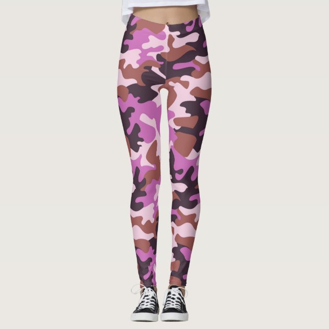 Chic Camouflage Khaki Mönster Leggings (Framsida)