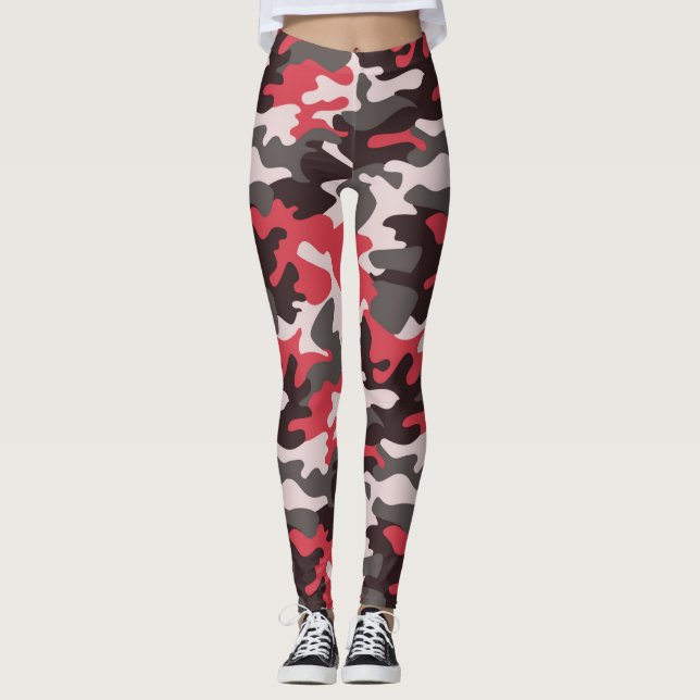 Chic Camouflage Khaki Mönster Leggings (Framsida)
