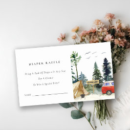 Chic Camping Gräs Forest Diaper Raffle Baby Shower Tilläggskort