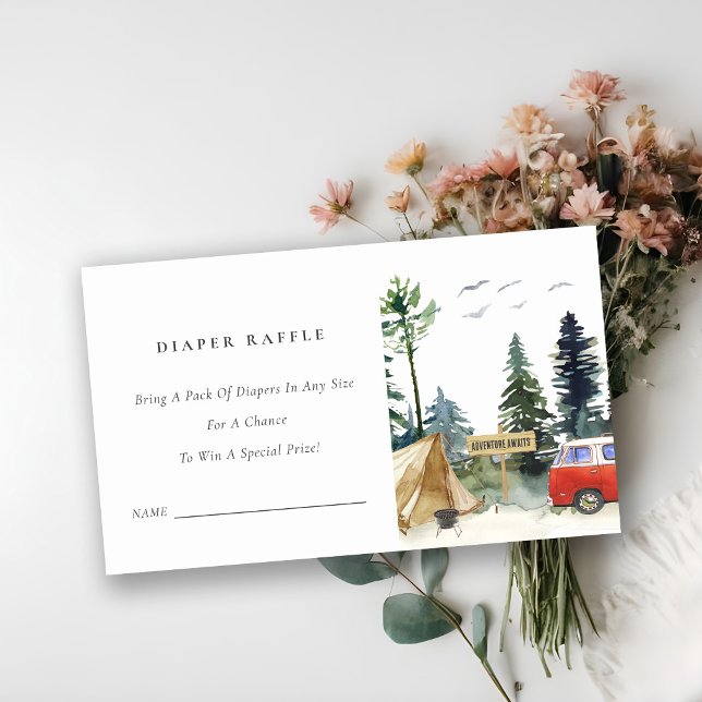 Chic Camping Gräs Forest Diaper Raffle Baby Shower Tilläggskort (Skapare uppladdad)